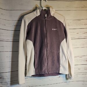 Columbia Fleece Jacket Full Zip White‎ Purple Outdoors Activewear,L